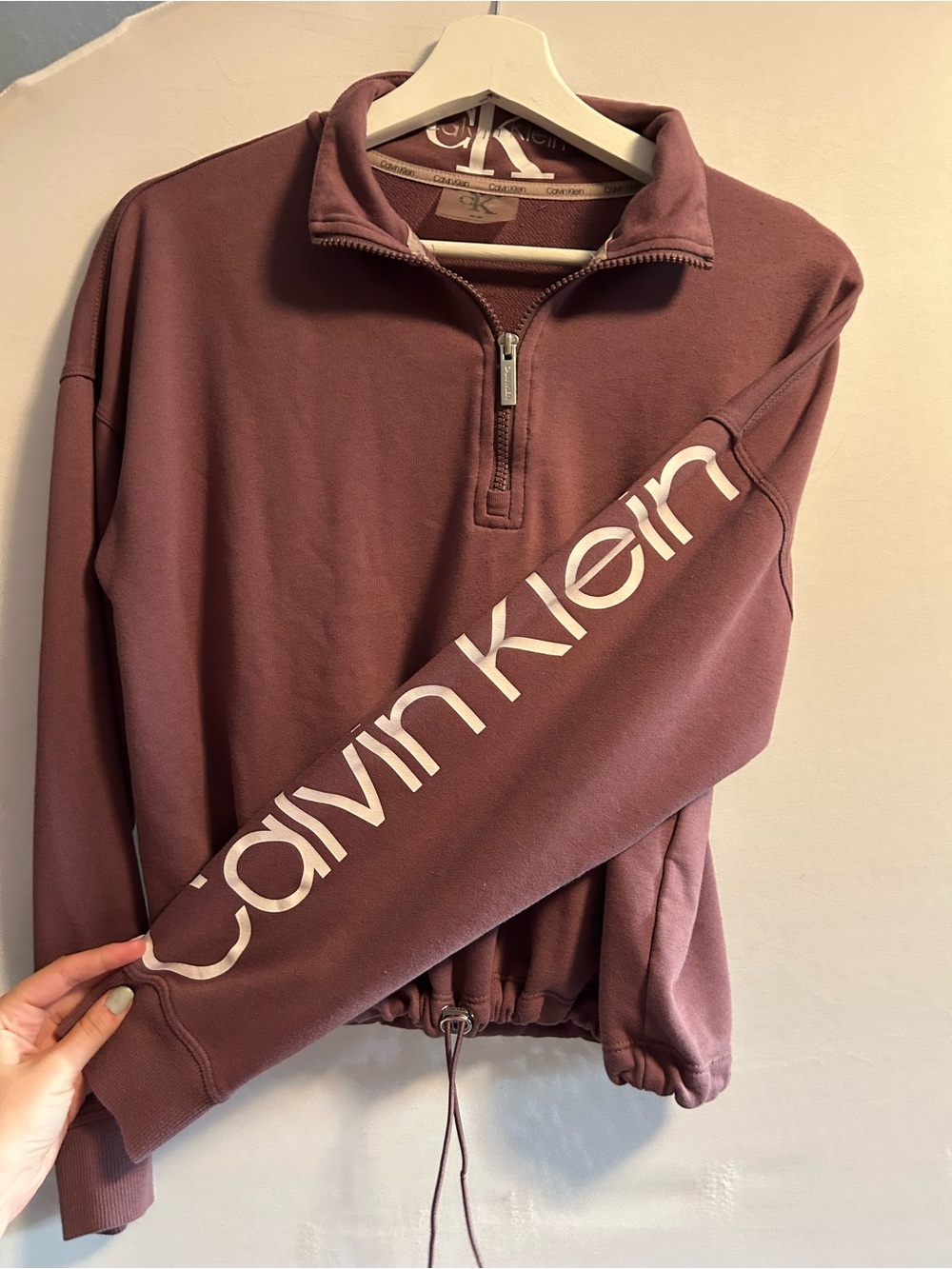 Calvin Klein Women’s Half-Zip Sweatshirt - Dusty Mauve